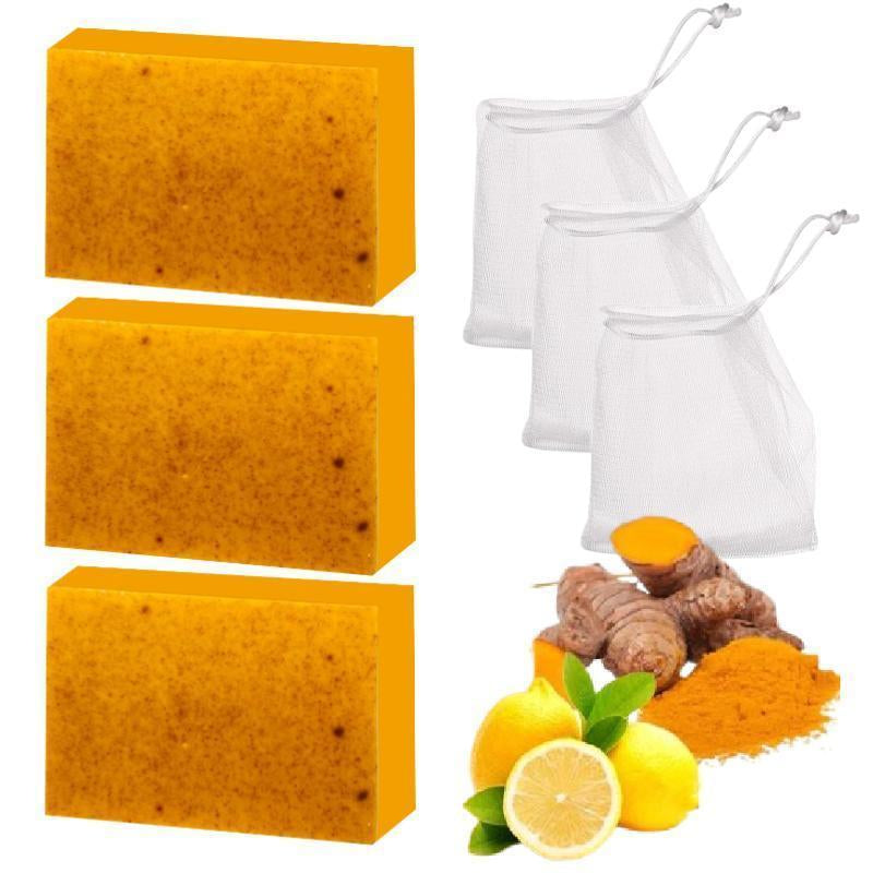 3PCS Turmeric Soap,Deep Cleansingsoap,Moisturizing Soap for Face &Body,Body Wash & Soap for Women& Men